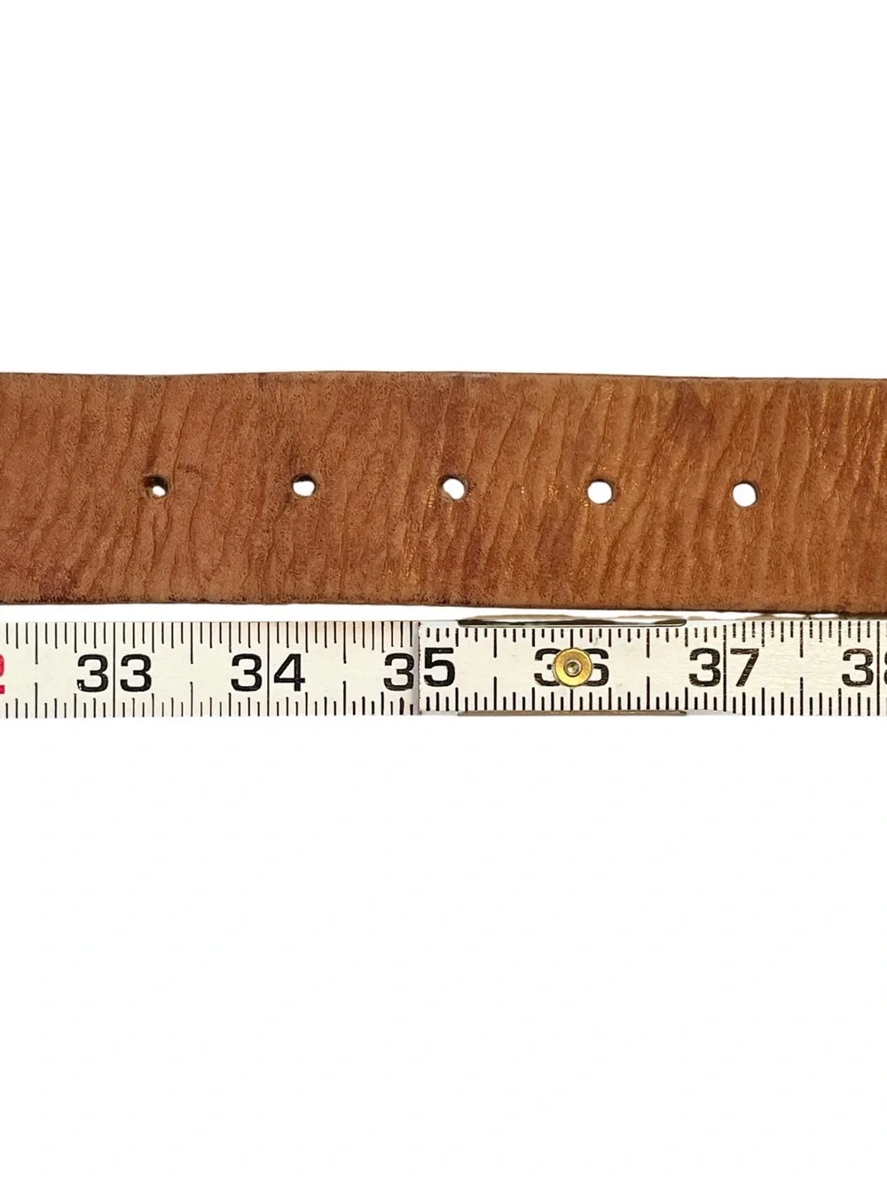 Streets Ahead Cognac Leather Belt Square Patina Buckle Boho Vintage 90s Size M/L